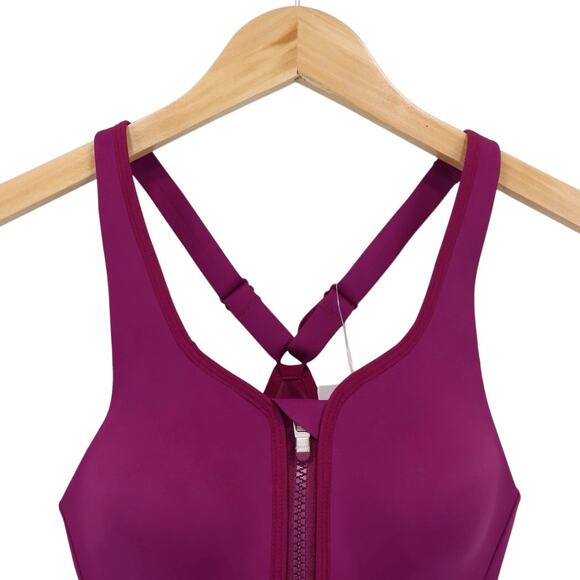 NWT Athleta Advance Zip Front High Impact Sport Bra In Fuschia Pink Size 32B - Picture 6 of 10